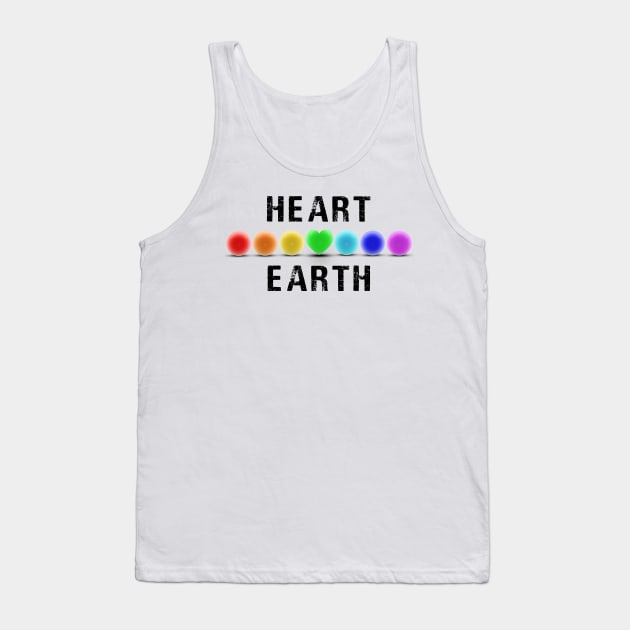 I Heart Earth Love Heart Rainbow Colors Save the Planet World Peace Earth Day Tank Top by Chakra Shine